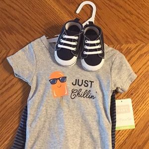 Baby Boy 3 Piece Onesies Outfit With Shoes